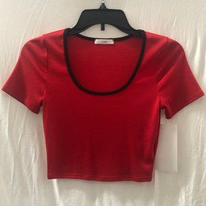 J&G small red and black scoop neck crop top